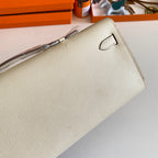 KELLY CUT 31 IN BEIGE CREAM CALFSKIN WITH SILVER HARDWARE