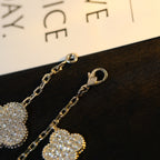 CLOVER BRACELET 5 MOTIF SILVER DIAMOND PAVED
