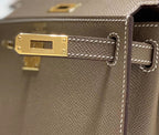 KELLY MINI 20 BAG IN MEDIUM BROWN CALFSKIN WITH GOLD HARDWARE (MADE-TO-ODER)
