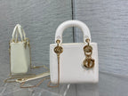 MINI LADY 17 BAG IN WHITE EMBOSSED LAMBSKIN WITH GOLDEN CLASP