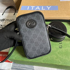 MINI BAG 17 IN BLACK CALFSKIN AND CANVAS