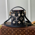 NANO NOÉ 16 IN BLACK BEIGE BICOLOR MONOGRAM EMPREINTE CALFSKIN
