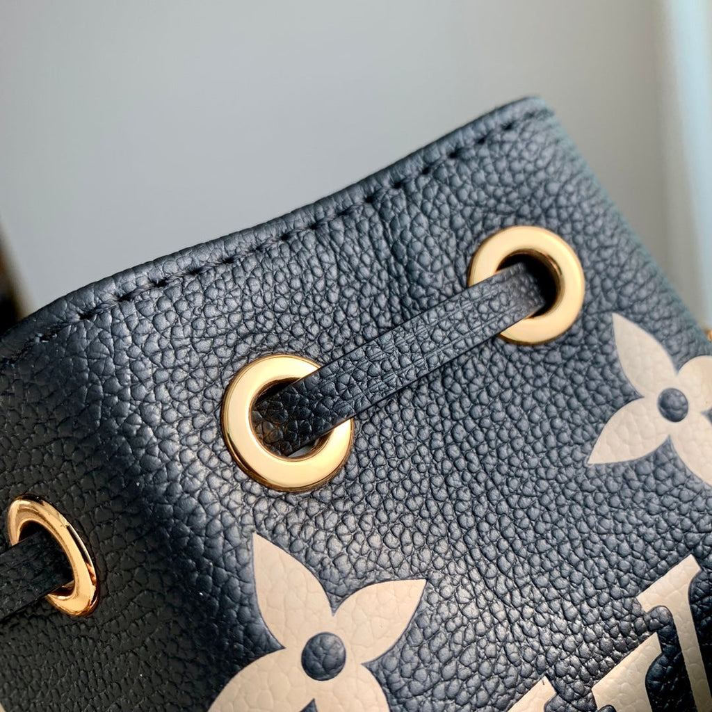 NANO NOÉ 16 IN BLACK BEIGE BICOLOR MONOGRAM EMPREINTE CALFSKIN