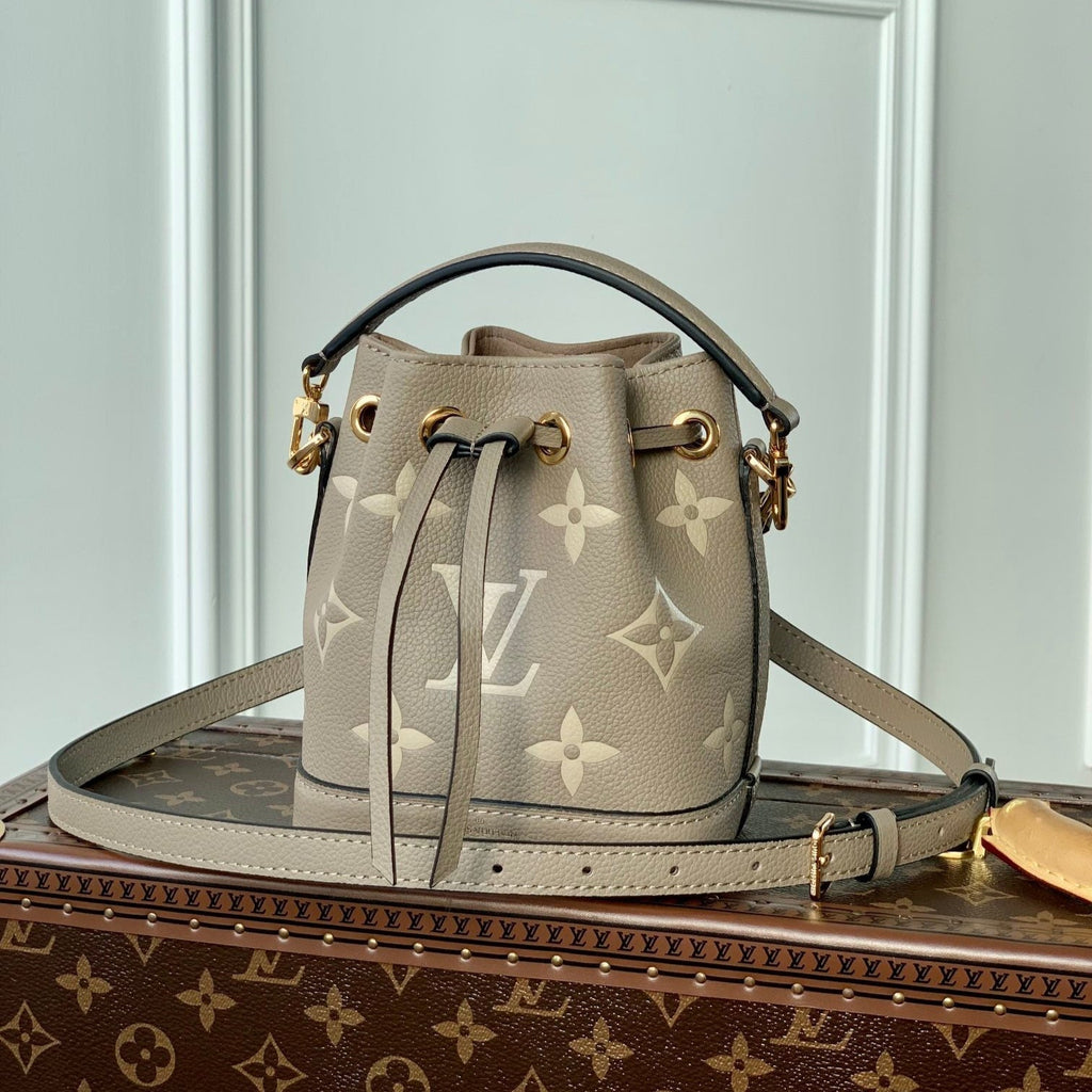 NANO NOÉ 16 IN GREY TOURTERELLE BICOLOR MONOGRAM EMPREINTE CALFSKIN