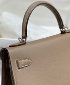 KELLY 28CM IN ETOUPE EPSOM CALFSKIN GOLD HARDWARE