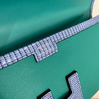 JIGE ELAN 29 CLUTCH IN TEAL GREEN CALFSKIN WITH ROYAL BLUE LIZARD SKIN (MADE-TO-ODER)