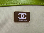 SMALL FLAP BAG 26 IN LIGHT GREEN MIX WHITE TWEED SILVER AND GOLD CHAIN