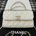 CC KELLY 18 BAG IN WHITE CALFSKIN WITH STRAP