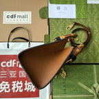 DIANA MEDIUM TOTE BAG 27 IN BROWN CALFSKIN BAMBOO HANDLES