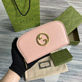 GG BLONDIE 21 FULL ZIP WALLET IN LIGHT PINK CALFSKIN