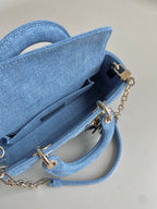 D-JOY BAG 22 IN LIGHT BLUE MACROCANNAGE DENIM