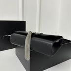 KATE TASSEL 20 BLACK CALFSKIN WITH SILVER LOGO