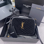 LOU CAMERA BAG 23 IN BLACK SUEDE AND CALFSKIN TRIM