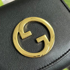 BLONDIE INTERLOCK MINI SHOULDER BAG 12 IN BLACK CALFSKIN GOLD CHAIN
