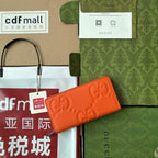 FULL-ZIP WALLET 19 IN ORANGE EMBOSSED CALFSKIN