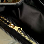 CLUNY MM HANDBAG 28 IN BROWN MONOGRAM CALFSKIN BEIGE BLACK EMBROIDERED LOGO CANVAS