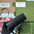DIANA TOTE BAG 19 IN BLACK LAMBSKIN WITH BAMBOO HANDLE