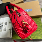 GG MARMONT MATELASSE 27 HANDBAG CHERRY RED CALFSKIN