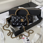 CC MINI 17 BAG IN BLACK CALFSKIN GOLD HARDWARE