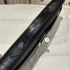 KELLY CUT 31 IN BLACK SHINY ALLIGATOR LEATHER WITH SILVER HARDWARE (MADE-TO-ODER)