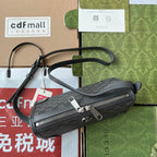 OPHIDIA MESSENGER BAG 35 IN GREY BLACK GG CALFSKIN