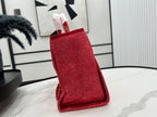 CC DEAUVILLE LARGE 38 TOTE BAG IN CHERRY RED CANVAS WITH WHITE LOGO