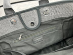 CC DEAUVILLE LARGE 38 TOTE BAG IN GREY CANVAS WITH BLACK LOGO