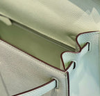KELLY 25CM IN VERT FIZZ SWIFT CALFSKIN SILVER HARDWARE