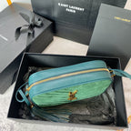 LOU CAMERA BAG 23 IN GREENISH SUEDE AND CALFSKIN TRIM