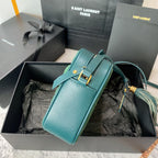LOU CAMERA BAG 23 IN GREENISH SUEDE AND CALFSKIN TRIM