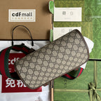 OPHIDIA MEDIUM MESSENGER BAG 27 IN BEIGE AND EBONY GG CALFSKIN GREEN RED WEB STRIPE CANVAS