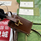 HORSEBIT 1955 SMALL CAMERA BAG 20 IN BEIGE AND EBONY GG BROWN CALFSKIN