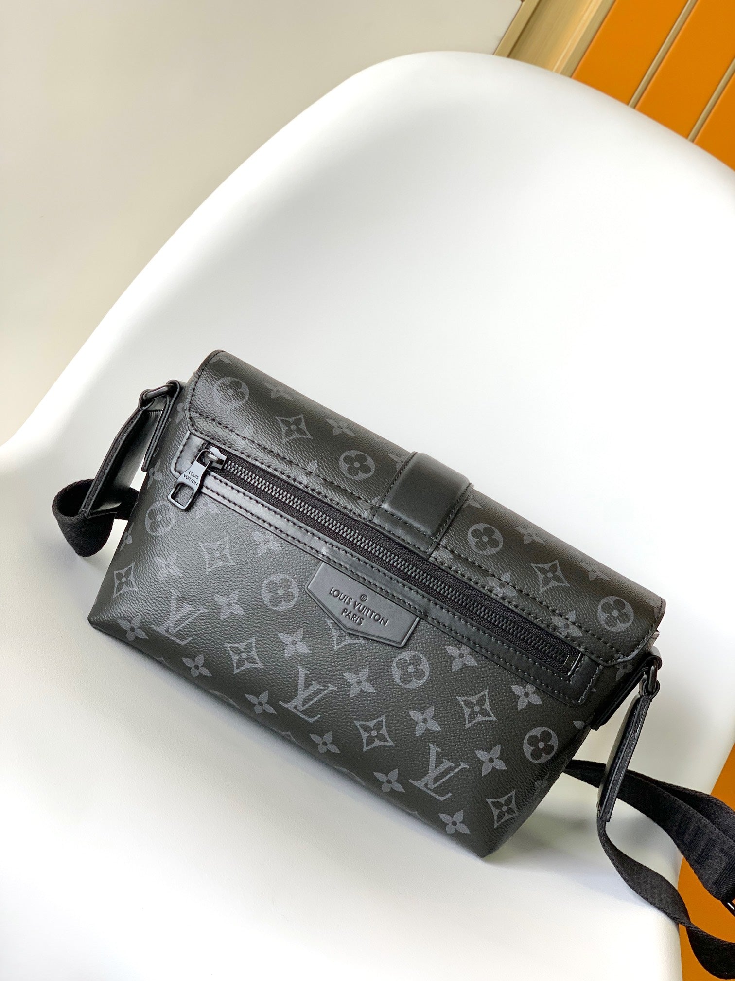 S-CAPE MESSENGER BAG 28 IN BLACK MONOGRAM ECLIPSE CANVAS