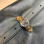 CARRYALL DARK 39 IN BLACK LAMBSKIN BROWN MONOGRAM TAG
