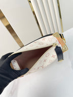 SIDE TRUNK 21 IN WHITE BROWN MONOGRAM CANVAS GOLD HARDWARE