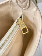 LOW KEY SHOULDER BAG 26 IN QUARTZ GRAINED CALFSKIN GOLD BUCKLE