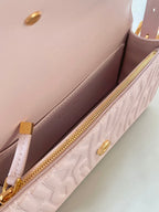 MEDIUM FLAP BAG 22 IN BABY PINK QUILTED ALLOVER CALFSKIN