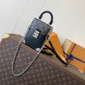 CAMERA BOX VIVE BAG 17 IN BLACK MONOGRAM CALFSKIN SILVER-TONE METALLIC