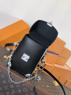 CAMERA BOX VIVE BAG 17 IN BLACK MONOGRAM CALFSKIN SILVER-TONE METALLIC