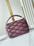 GO-14 PM 20 IN BORDEAUX RED QUILTED LAMBSKIN GOLD HARDWARE