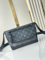 PULSE MESSENGER 26 IN GUN METAL MONOGRAM ECLIPSE COATED CANVAS