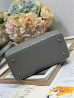 LADY SMALL BAG 24 IN GREY MACROCANNAGE LAMBSKIN GOLD HARDWARE
