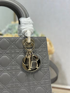 LADY SMALL BAG 24 IN GREY MACROCANNAGE LAMBSKIN GOLD HARDWARE