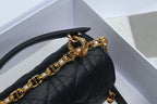 JOLIE TOP HANDLE BAG 19 IN BLACK CANNAGE CALFSKIN