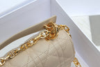 JOLIE TOP HANDLE BAG 19 IN BEIGE CANNAGE CALFSKIN