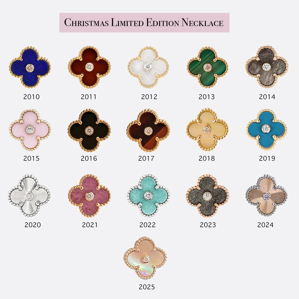 CLOVER 15MM CHRISTMAS LIMITED EDITION SINGLE FLOWER NECKLACE
