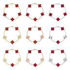 CLOVER 5 MOTIF RED CORNELIAN BRACELET COLLECTION