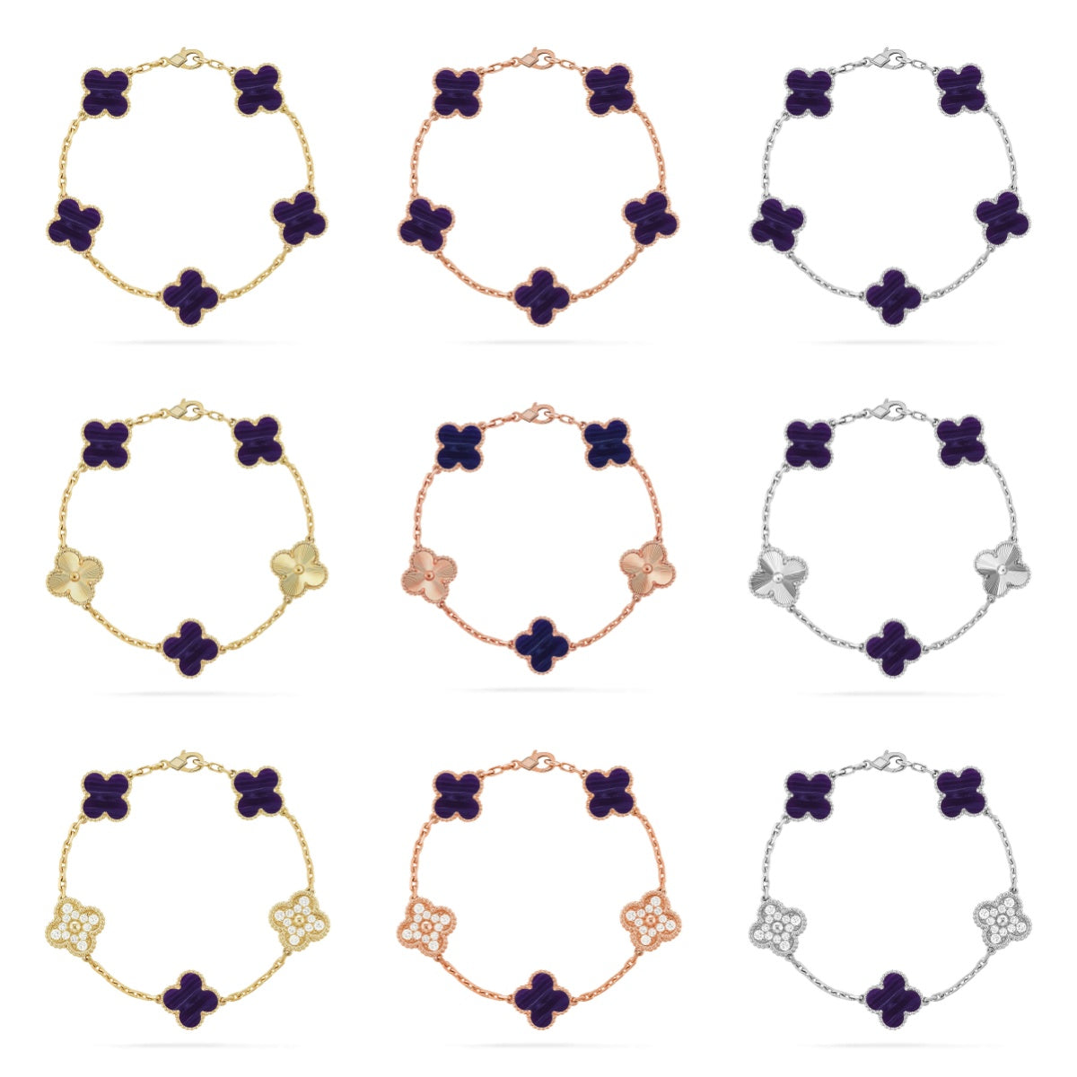 CLOVER 5 MOTIF PURPLE STRIPES BRACELET COLLECTION