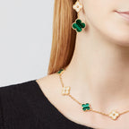 CLOVER 10 MOTIFS MALACHITE DIAMOND NECKLACE