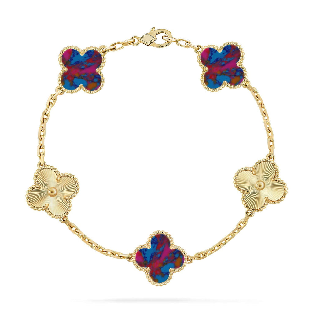 CLOVER 5 MOTIF COLOR GEMSTONES BRACELET COLLECTION